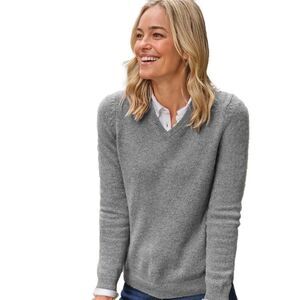 WoolOvers Womens/Ladies Classic Lambswool V Neck Sweater / Grey Marl